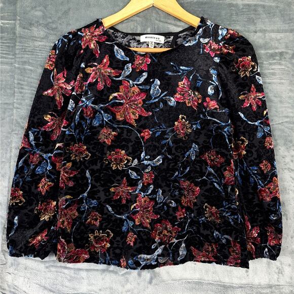 Womens Top Medium Fairy Grunge Velvet Burnout Dark Romantic Floral Whimsygoth - Picture 1 of 7